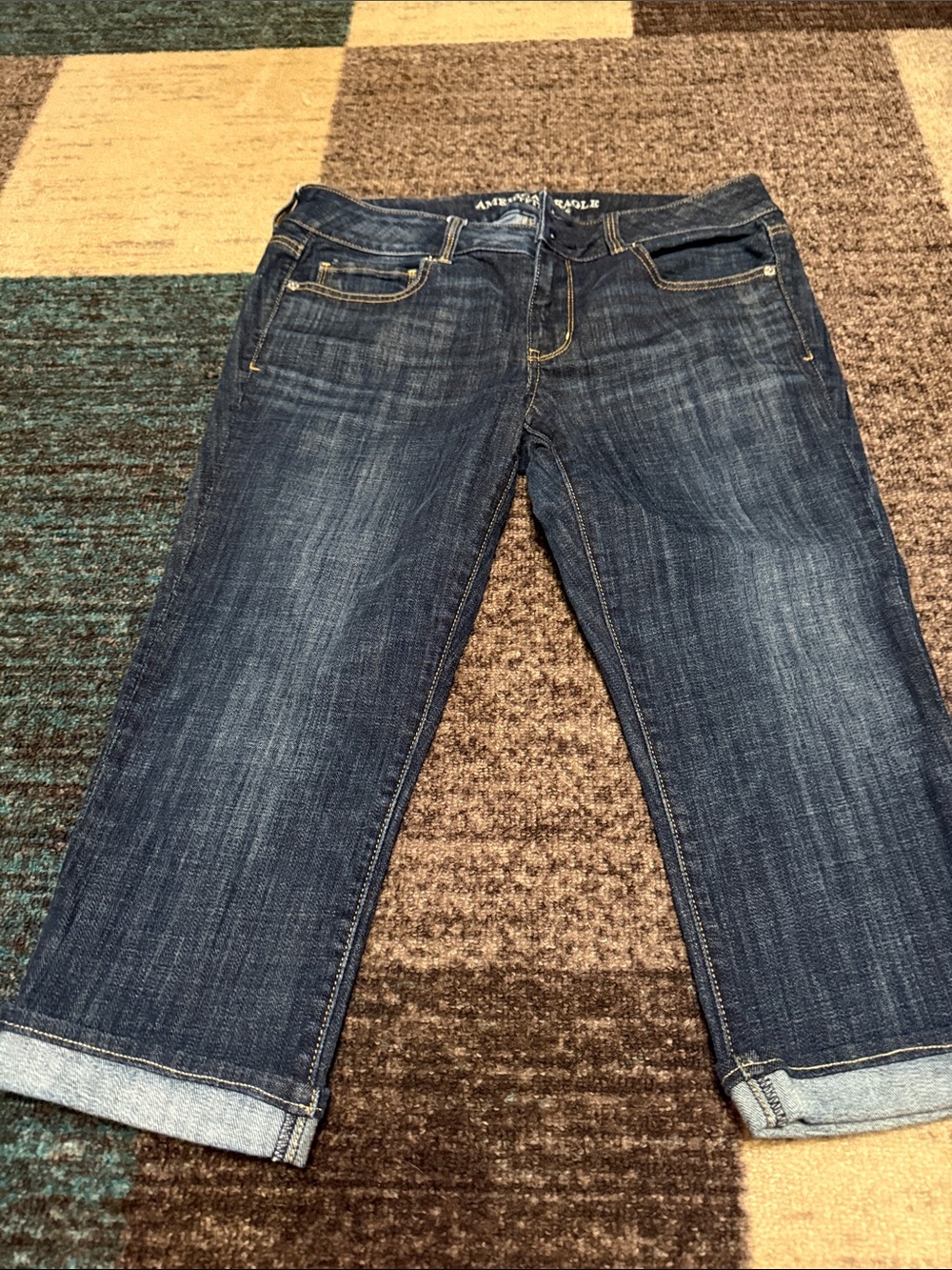 American Eagle Outfitters Dark Blue Cropped Capri Jeans